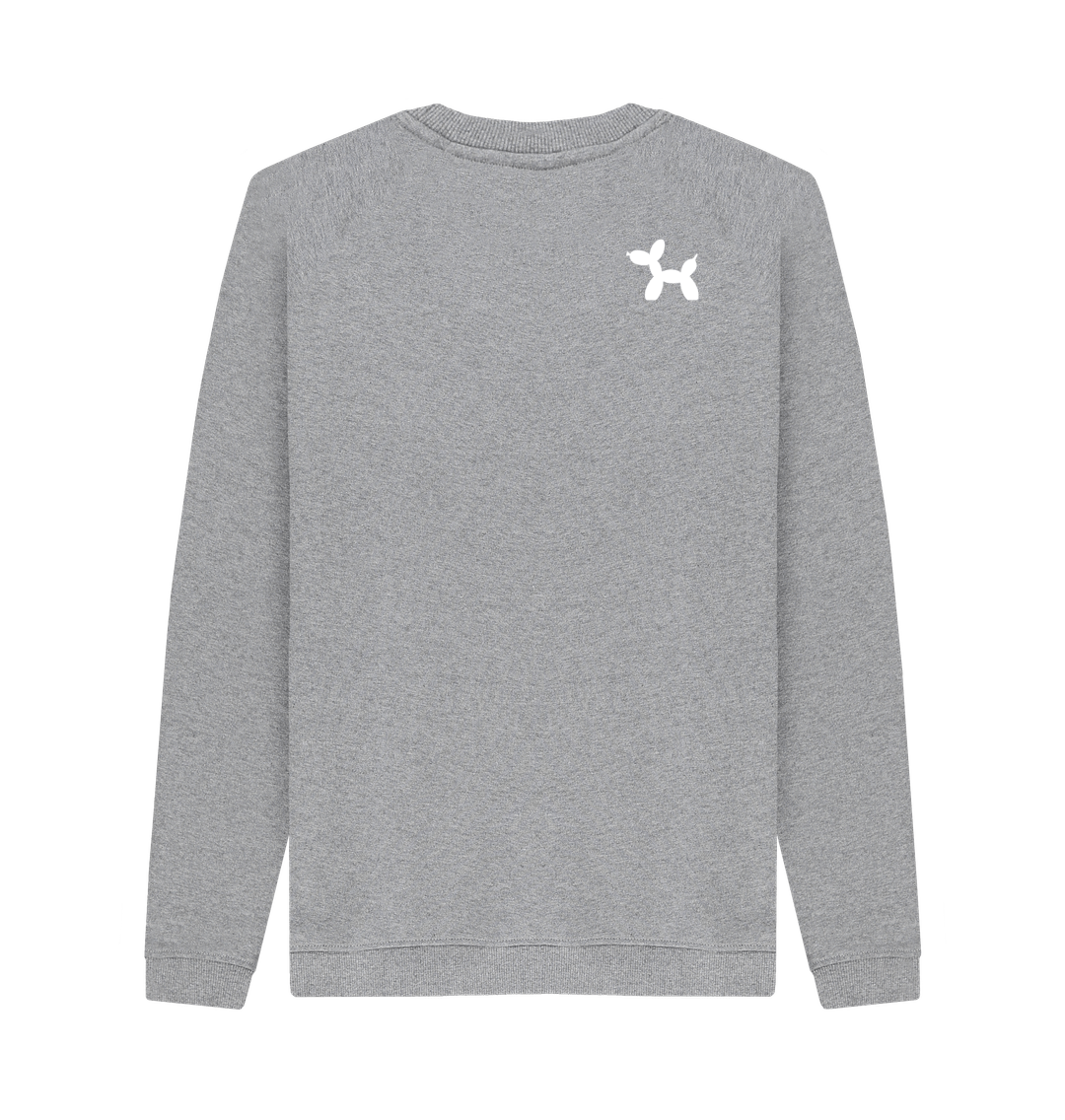 Organic Cotton Crew Neck Sweatshirt BMD With Back Print In White