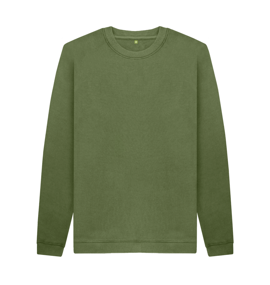 Khaki Crew Neck Sweatshirt With Back Print In White 2