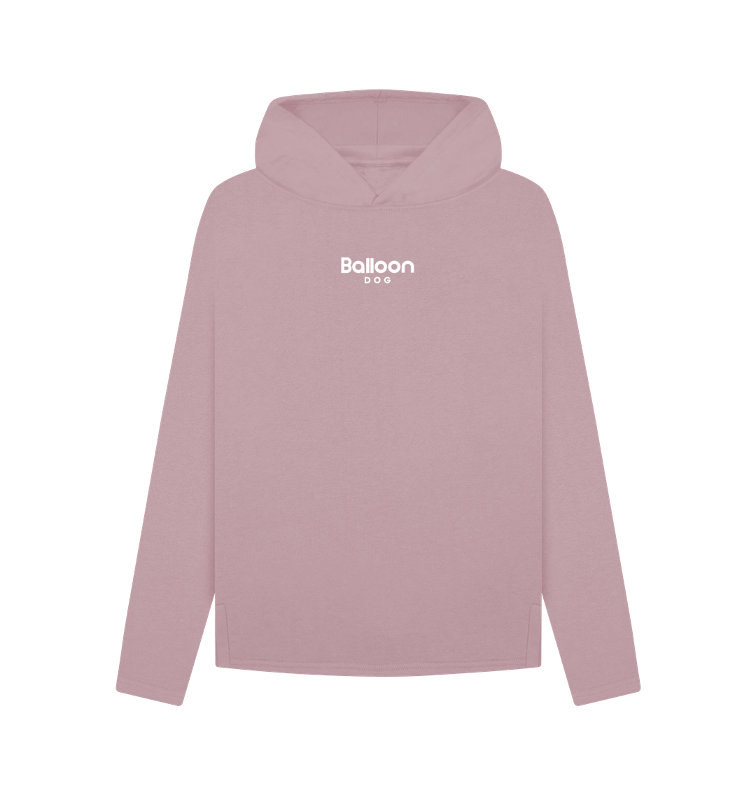 Mauve Relaxed Fit Hoodie with Back Print In White