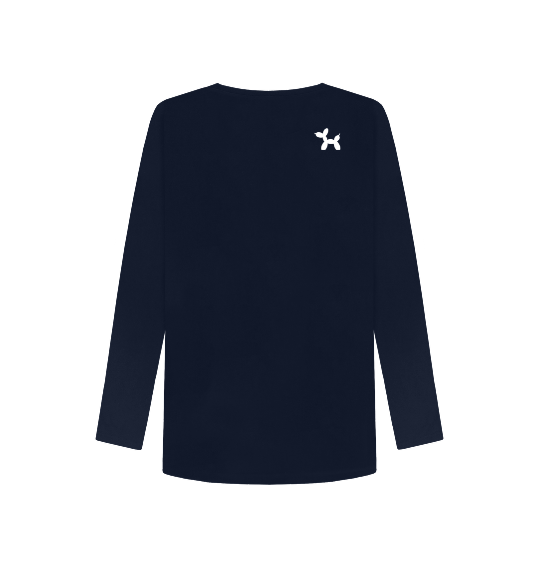 Navy Blue Printed Long Sleeve T Shirt Back