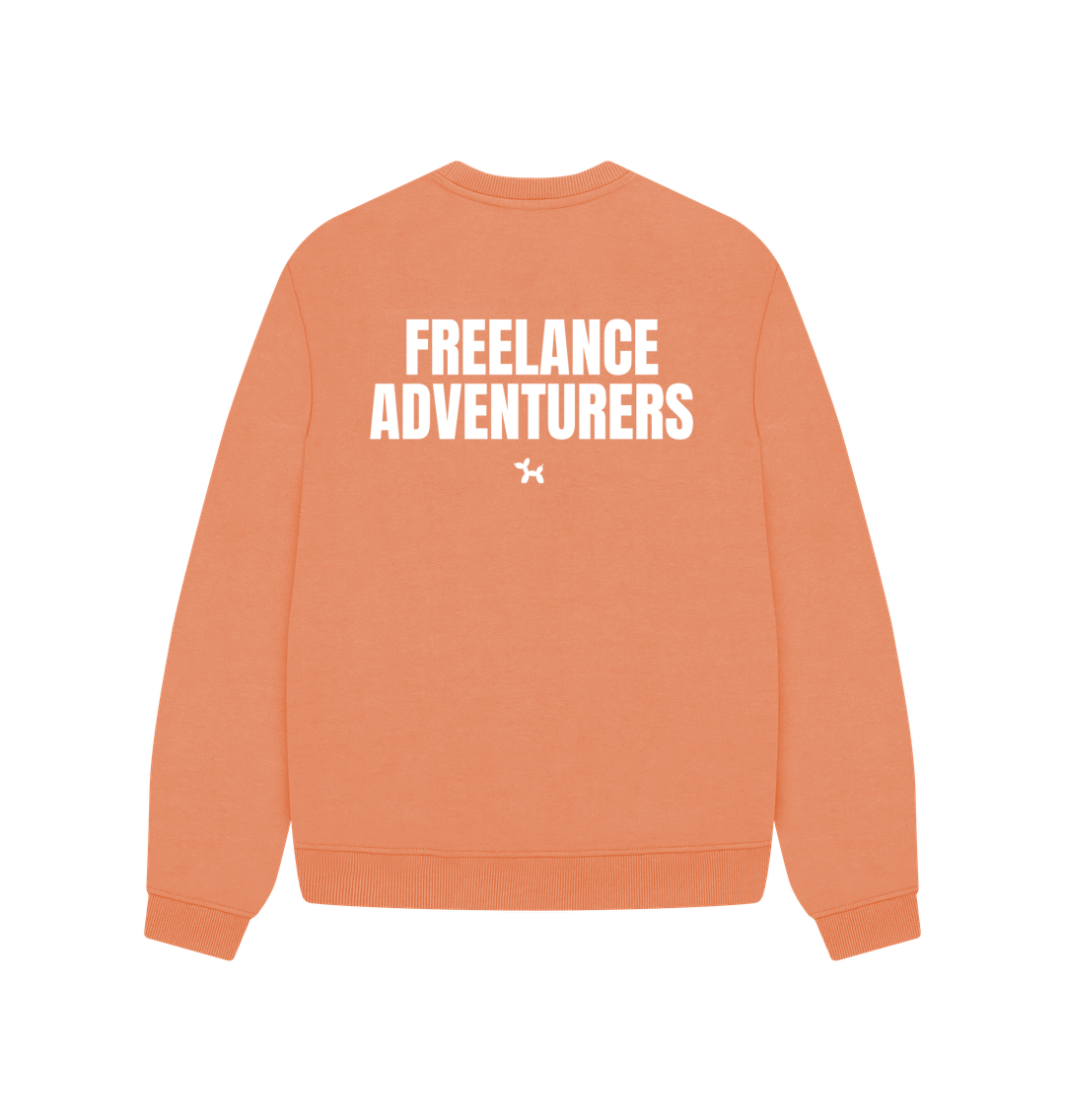 Freelance Adventurers Oversized Crew Neck Sweatshirt With Back Print In White