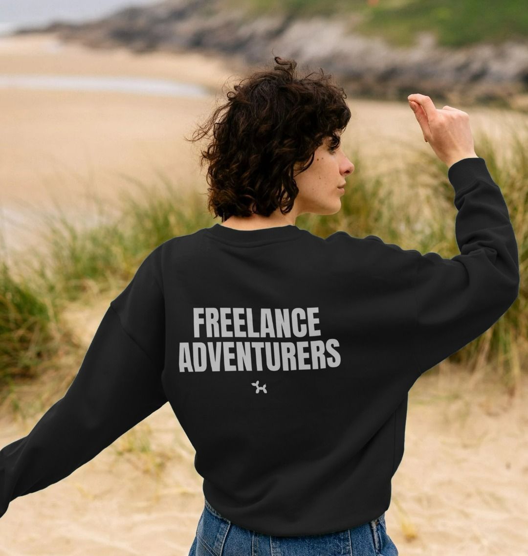 Freelance Adventurers Oversized Crew Neck Sweatshirt With Back Print In White