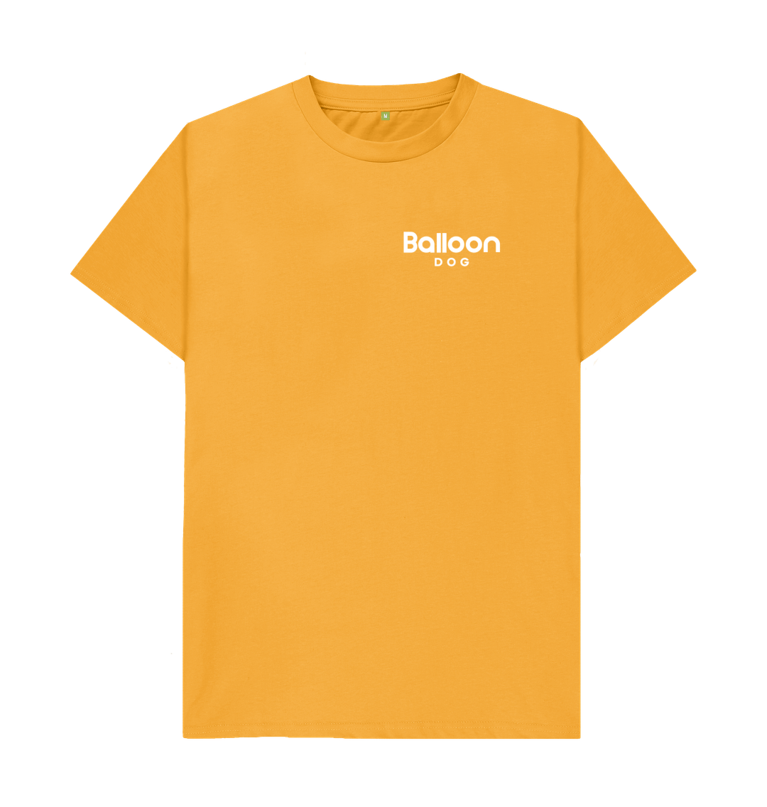 Mustard Organic Cotton T-shirt Waves Back Print In White