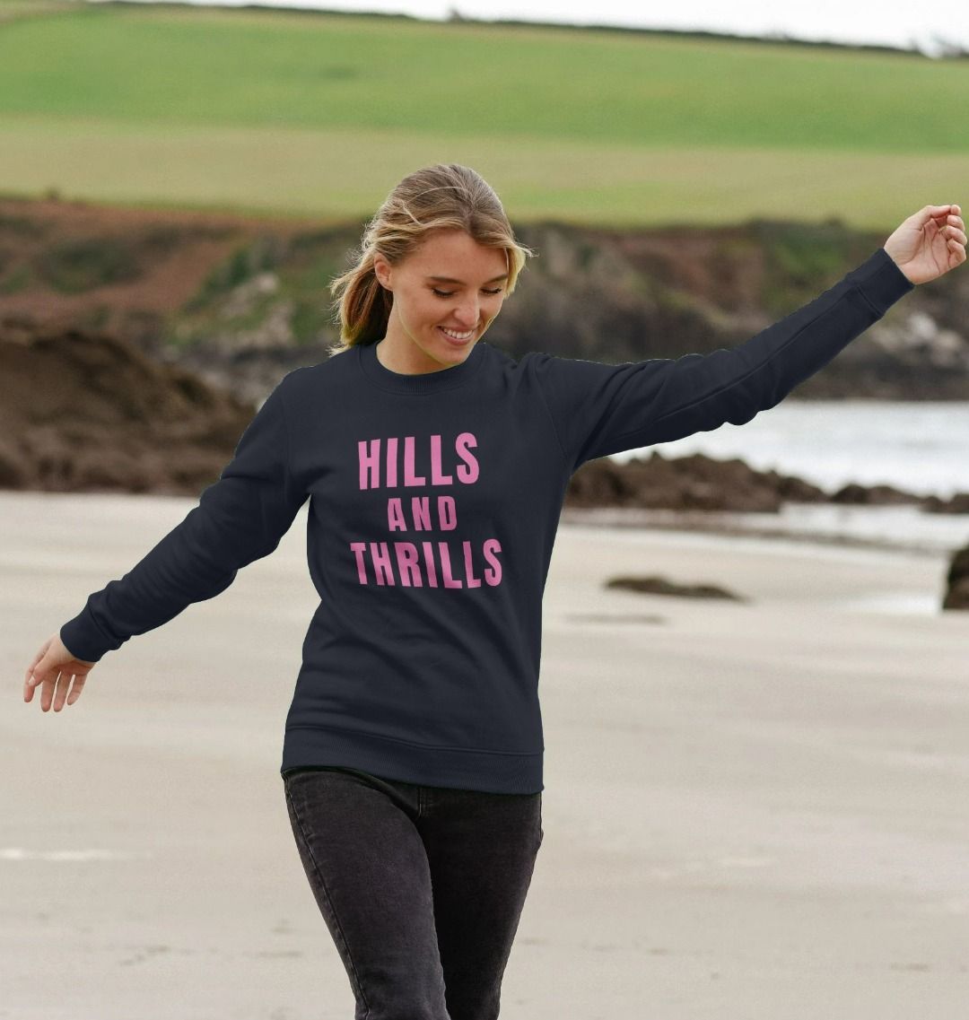 Hills And Thrills Crew Neck Sweatshirt With Back Print In Pink