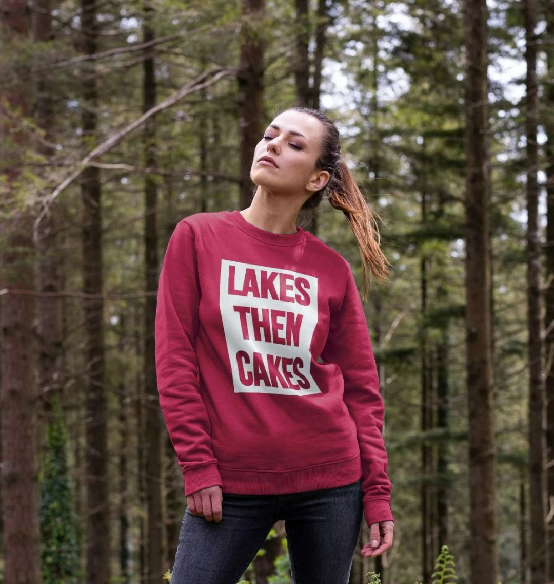 Lakes Then Cakes Crew Neck Sweatshirt With Back Print Hazy White