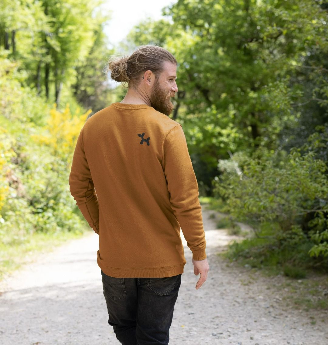 Crew Neck Sweatshirt With Back Print In Black