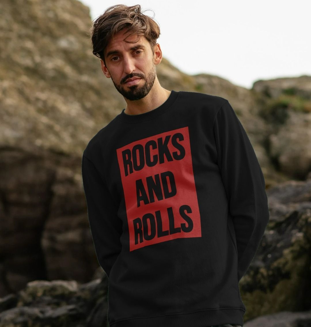 Rocks And Rolls Crew Neck Sweatshirt With Back Print In Red