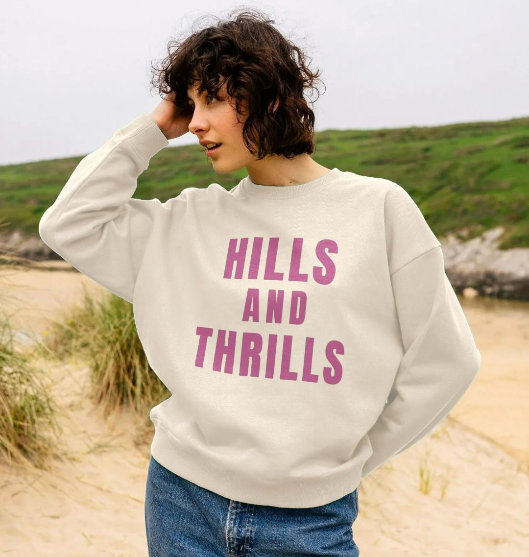 Hills And Thrills Oversized Crew Neck Sweatshirt With Back Print In Pink