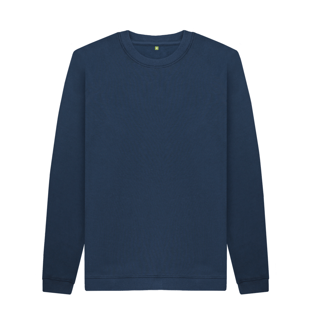 Navy Blue Crew Neck Sweatshirt With Back Print In White 2