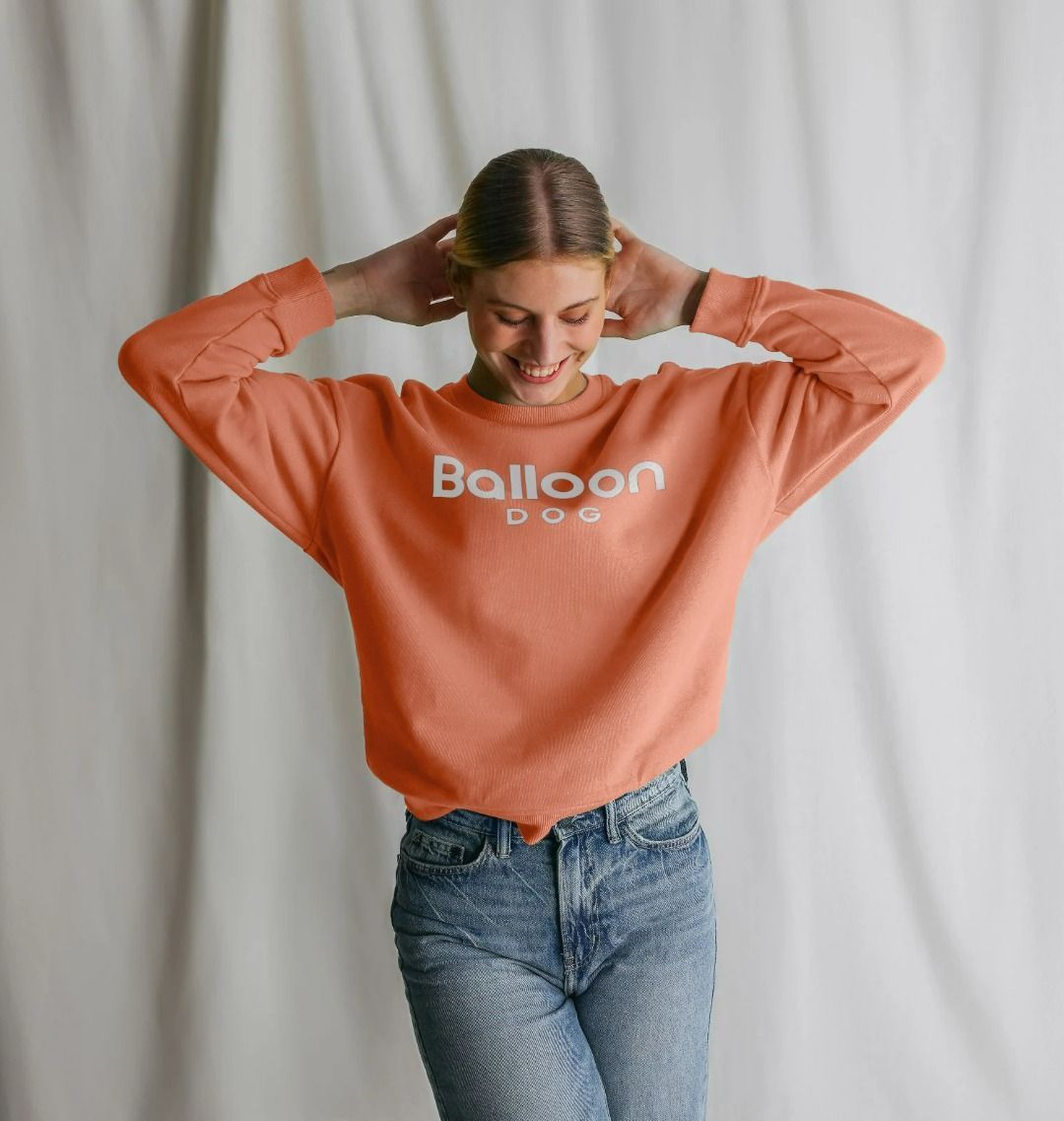 Oversized Crew Neck Sweatshirt With Back Print In White